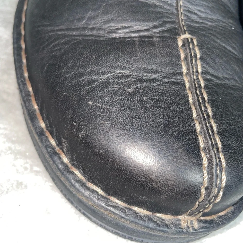 Clarks Active Air Black Leather Loafers Light Stitching Men's Size 12 Slip On